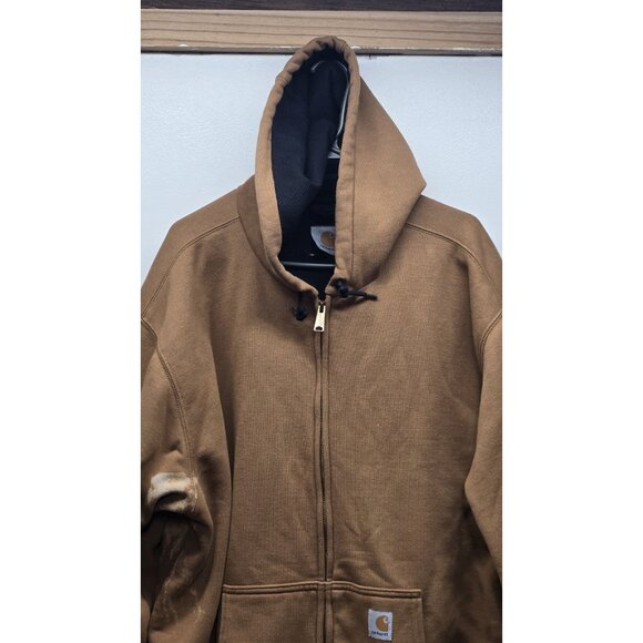 CARHARTT Men's Sweatshirt Jacket XL Distressed Thrashed Hooded Workwear WARM - Picture 2 of 13